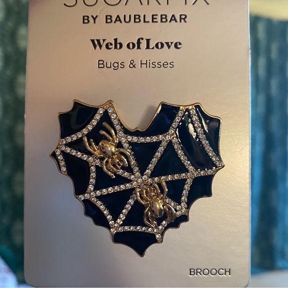 Sugarfix By Baublebar Heart Spider Web Of Love Gold Black Enamel Brooch NWT - Picture 4 of 10